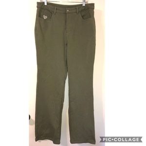 Quacker Factory Dream Jeannes Jeans Olive Green